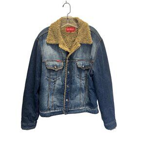 Ben Sherman  Sherpa-Lined Denim Jacket Size large Made In Italy 100% Cotton